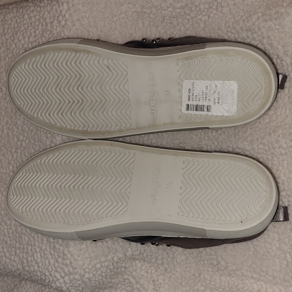 J Slides Arley leather studded pewter sneakers women's size 10 new in box - Picture 5 of 6
